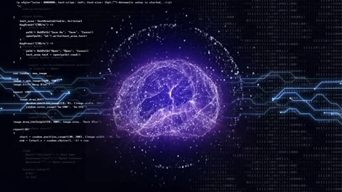 3D Artificial Intelligence Brain and Technology Background, Loop Stock Footage 241313806