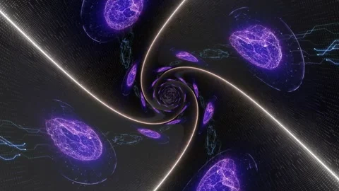 3D Artificial Intelligence Brain and Technology Background, Loop Stock Footage 242594944