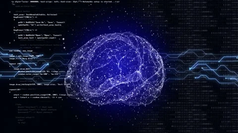 3D Artificial Intelligence Brain and Technology Background, Loop Stock Footage 245416559
