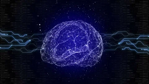 3D Artificial Intelligence Brain and Technology Background, Loop Stock Footage 245460892