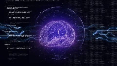 3D Artificial Intelligence Brain and Technology Background, Loop Stock Footage 247110708