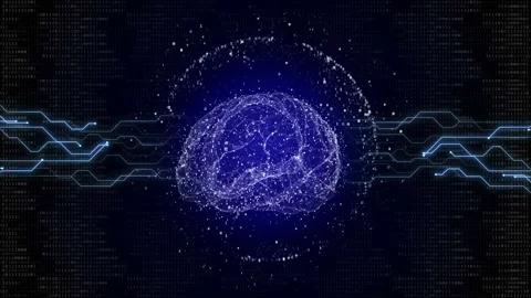 3D Artificial Intelligence Brain and Technology Background, Loop Stock Footage 248535969