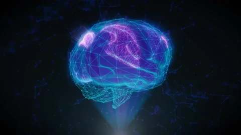 3D artificial Intelligence digital brain rotating slow and fast. Stock Footage 163812326