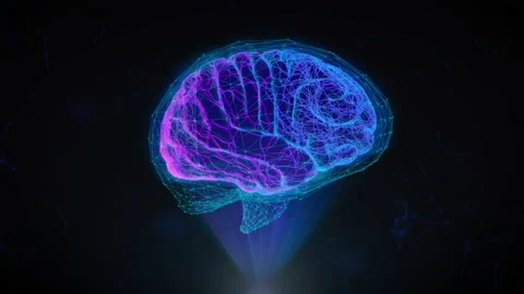 3D artificial Intelligence digital brain rotating slow with network lines Stock Footage 163814622