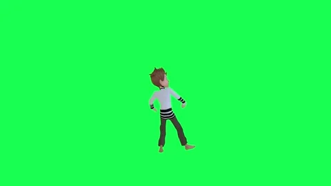 3d artist boy dancing samba back angle green screen chroma key Video stock 259822997