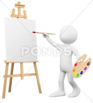 3d artist painting on a canvas on an easel Stock Illustration