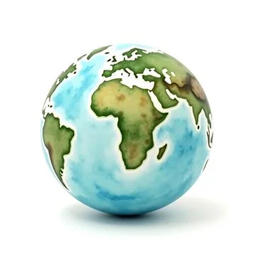 3D Artistic Hand-Painted Globe with continents Stock-Illustration