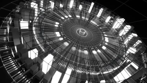 3d asbtract technology background. Circular structure with bright elements an イラスト素材