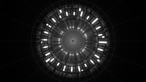 3d asbtract technology background. Circular structure with bright elements an Stock Illustration