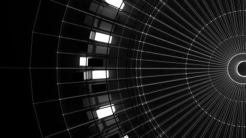 3d asbtract technology background. Circular structure with bright elements an Stockillustratie