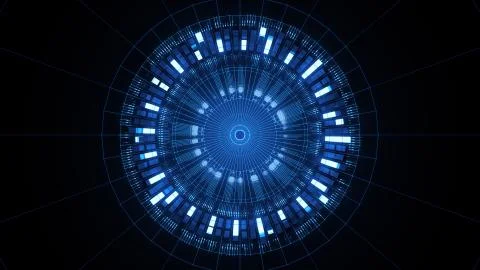 3d asbtract technology background. Circular structure with bright elements an 스톡 일러스트