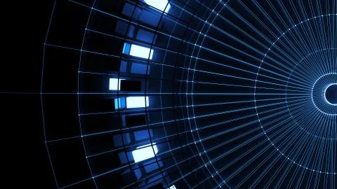 3d asbtract technology background. Circular structure with bright elements an 스톡 일러스트