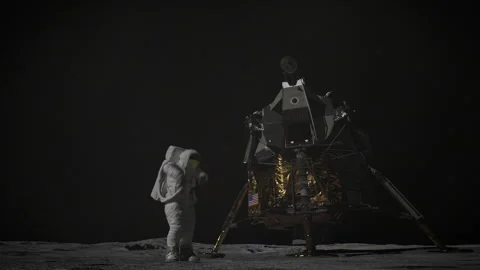 3D Astronaut Armstrong have fun on the moon Stock Footage 289835518