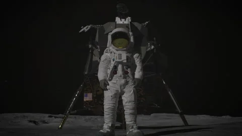 3D Astronaut Armstrong On The Moon Surface Stock Footage 289808276