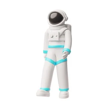 3D astronaut in a spacesuit, in motion, full-length character. Stock Illustration
