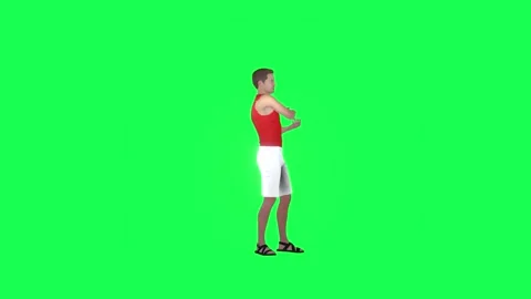 3d Athletic man flexing the left angle green screen Video stock 257685273