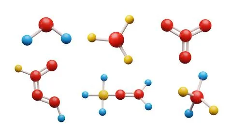 3D atom structure of molecule, vector colorful structural chemical formula and Stock Illustration
