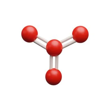 3D atom structure of red molecule, vector render structural chemical formula and Stock Illustration