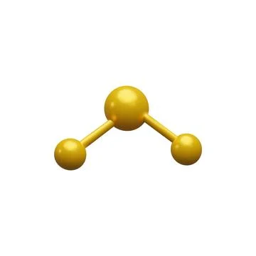 3D atom structure of yellow molecule, vector render structural chemical formula Stock Illustration