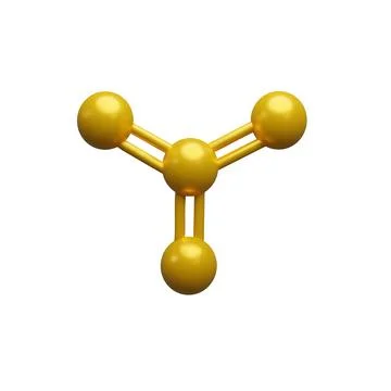 3D atom structure of yellow molecule, vector render structural chemical formula Stock Illustration