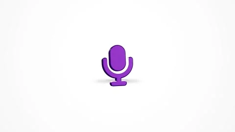 3D Audio Microphone Icon Animated Loop on White Background 4K Stock Footage 347650800