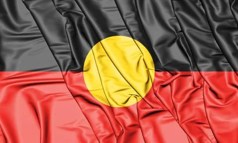3D Australian Aboriginal Flag. 3D Illustration. Front view. Stock Illustration