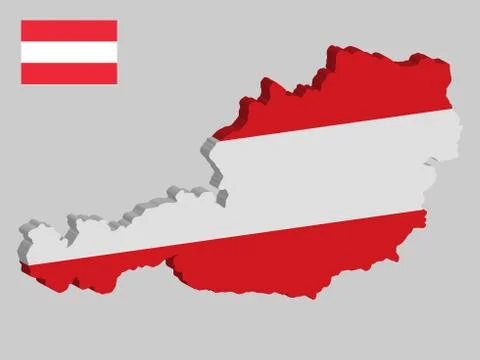 3D Austria Map and Flag Vector illustration eps 10 イラスト素材