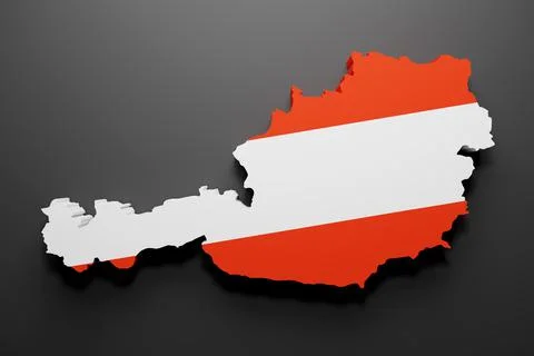 3d Austria map and flag Stock Illustration