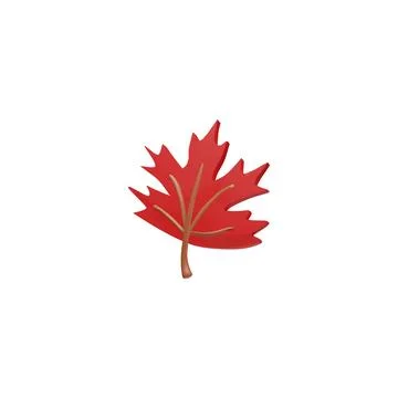 3D autumn maple leaf in vector cartoon style on isolated background. Stockillustratie