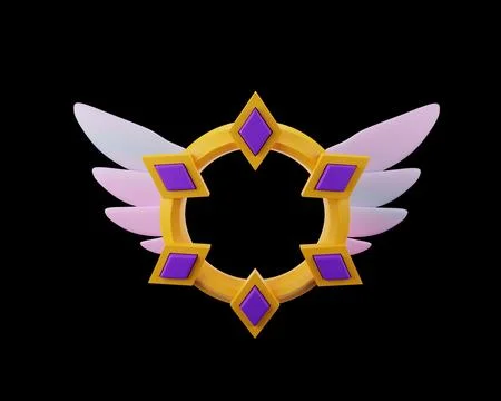 3D avatar frame, photo border render, cartoon game award fantasy badge Stock Illustration