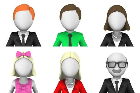 3d avatar icons Stock Illustration