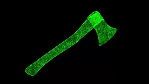 3D axe rotates on black bg. 3d animation 60 FPS. Stock Footage 240166025