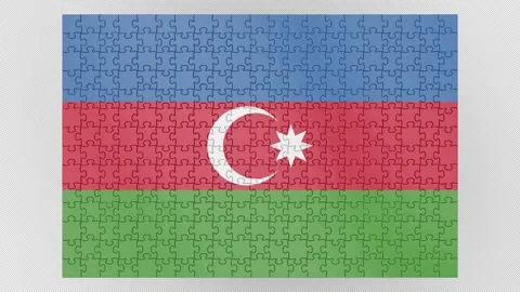 3D Azerbaijan flag assembled from a puzzle. With Alpha Channel. Stock Footage 282525141