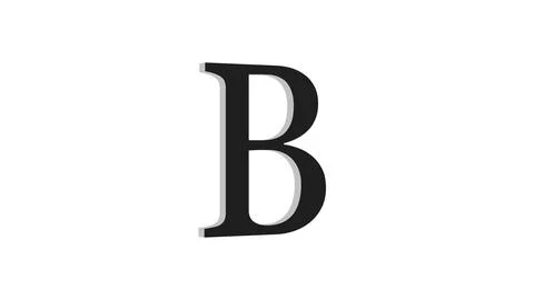 3d B letter logo loopable black color white background Illustrazione stock