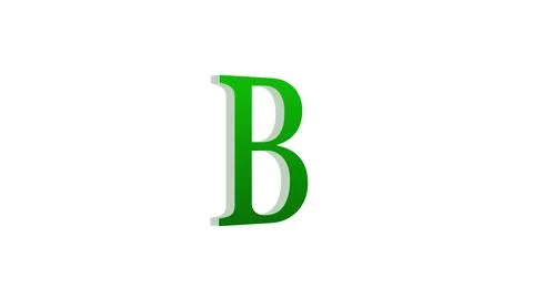 3d B letter logo loopable green color white background Illustrazione stock