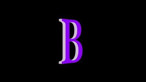 3d B letter logo loopable purple color black background Illustrazione stock