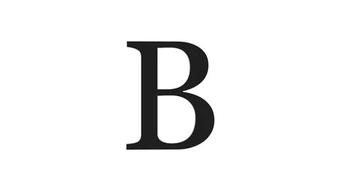 3d B letter logo loopable rotated black color white background Stock Illustration