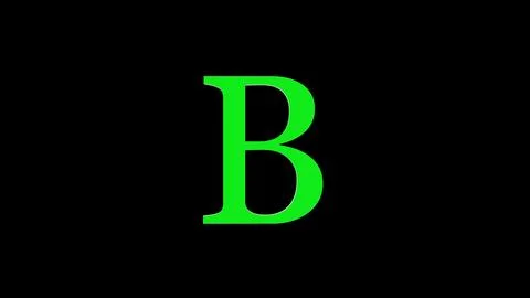 3d B letter logo loopable rotated green color black background Stock Illustration