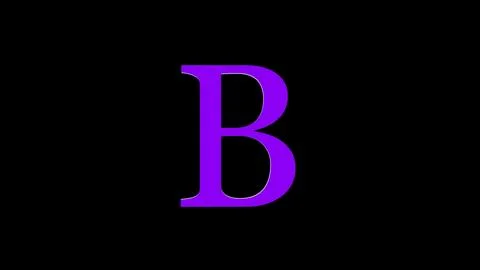 3d B letter logo loopable rotated purple color black background Illustrazione stock