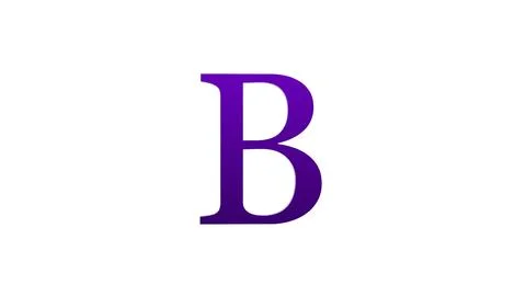 3d B letter logo loopable rotated purple color white background Stock Illustration