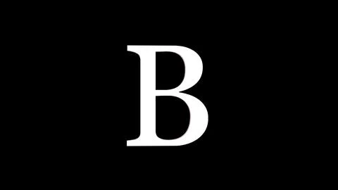 3d B letter logo loopable rotated white color black background Stock Illustration
