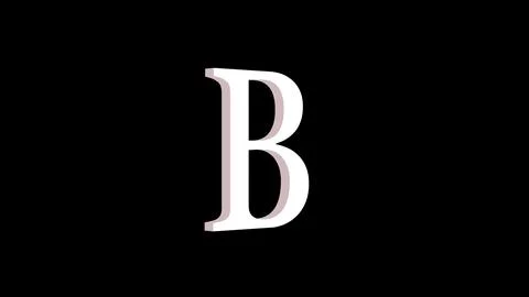 3d B letter logo loopable white color black background Illustrazione stock