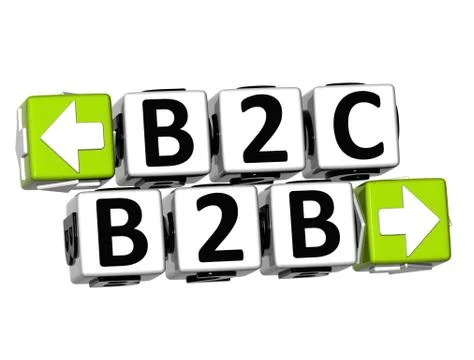 3d b2b b2c button click here block text Stock Illustration