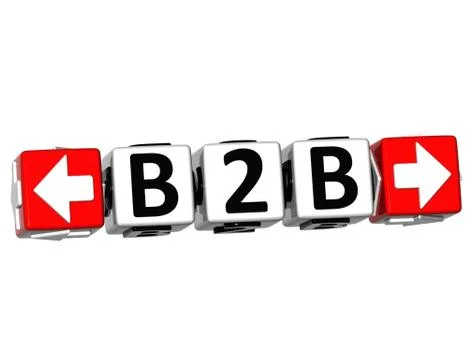 3d b2b button click here block text Illustrazione stock