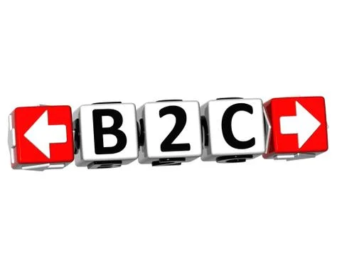 3d b2c button click here block text Stock Illustration