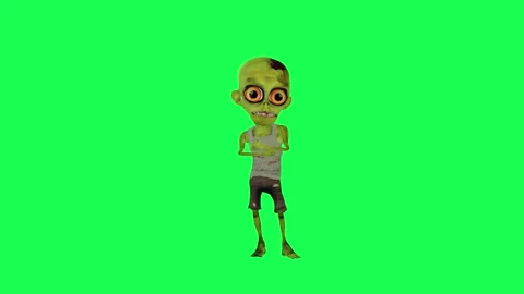 3D baby zombie waiting angrily green scr... | Stock Video | Pond5