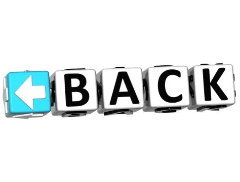 3d back navigation button cube text Stock Illustration