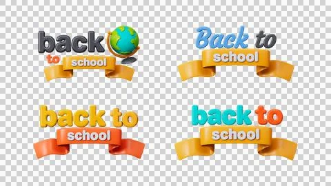 3D Back To School text with ribbon design Stock Illustration
