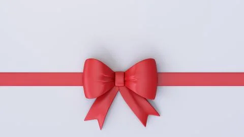 3D backdrop with a red bow and ribbon on a white background. Stock Illustration