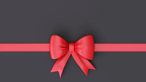 3D backdrop with a red ribbon and bow. Stock Illustration